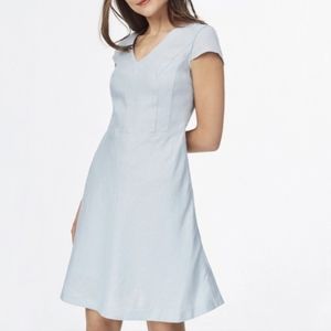 BROOKS BROTHERS Linen Pale Blue Bias-Cut Short Sleeve Dress Size 6